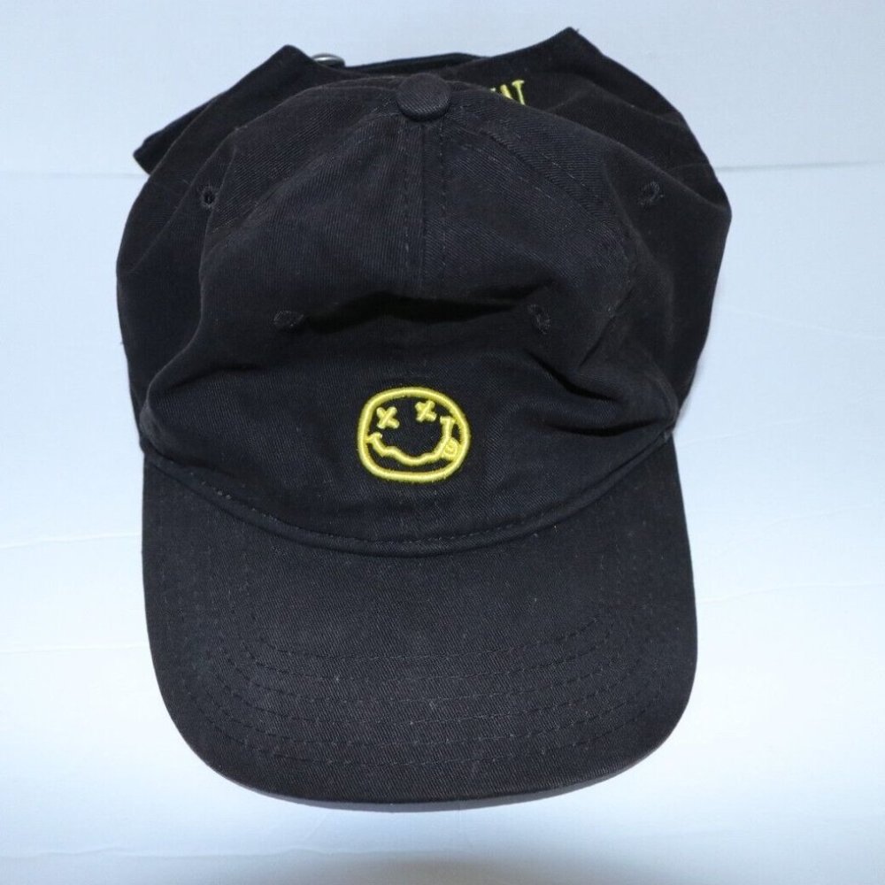 Nirvana Smiley Face Band Logo Black Adjustable Hat